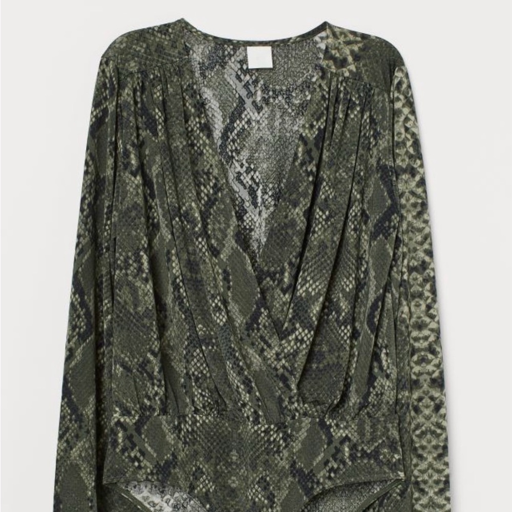 Green Snakeskin Print  Bodysuit